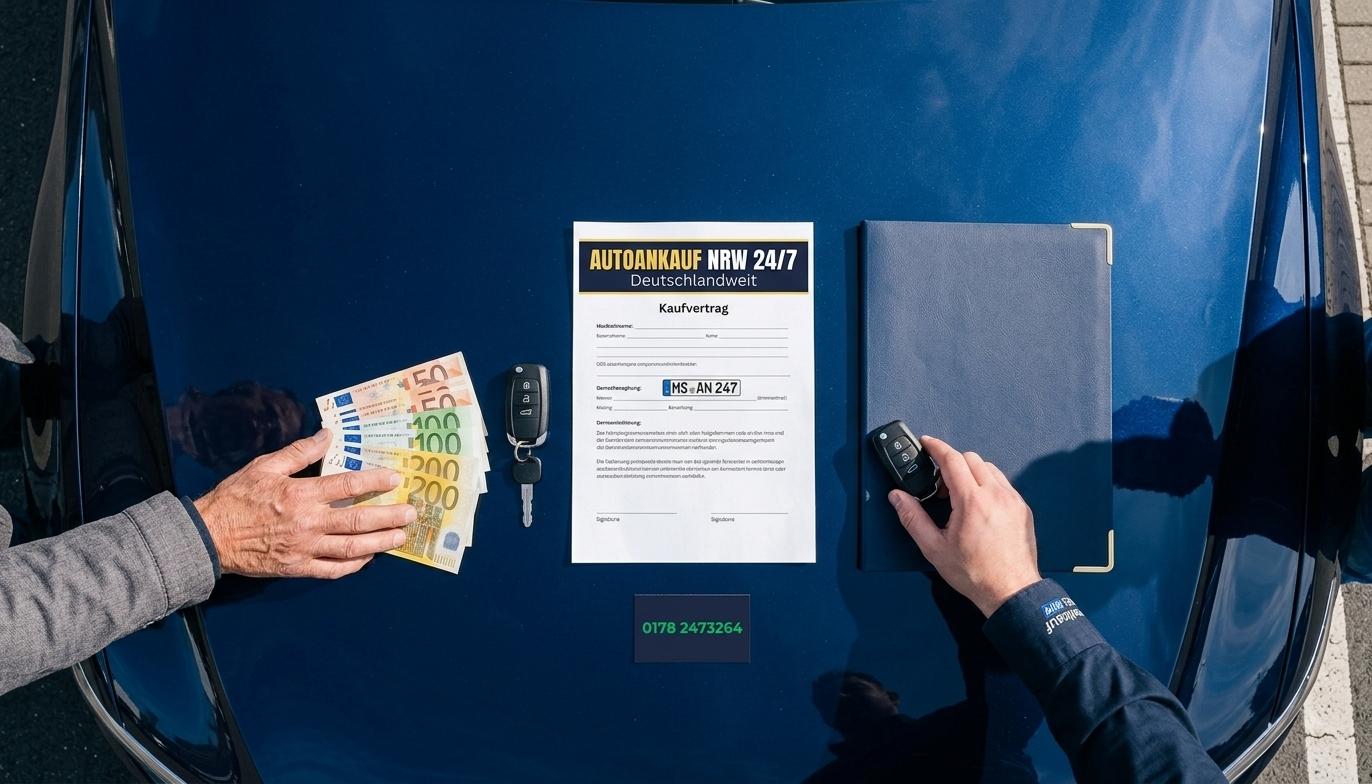 Vertrag, Bargeld und Schlüssel – alles an einem Ort – Autoankauf NRW 24/7